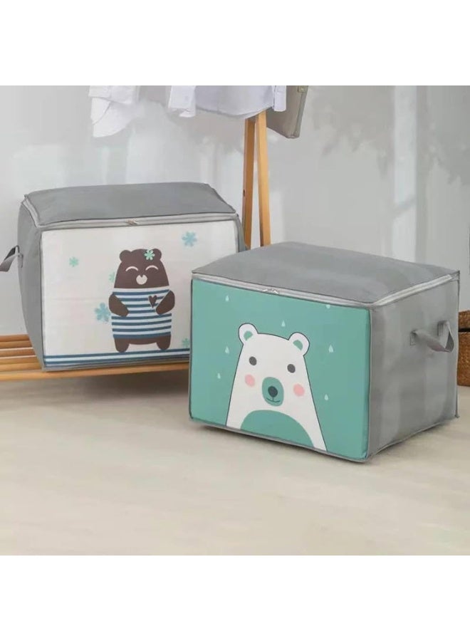 صناديق تخزين كبيرة جدًا - حقائب تنظيم ملابس سعة 80 لترًا بمقابض، حاويات متينة متعددة الألوان للخزائن وغرف النوم والتخزين المنزلي - Image 2